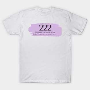 222 Angel Number purple T-Shirt